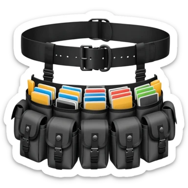 black military belt with pouches sticker