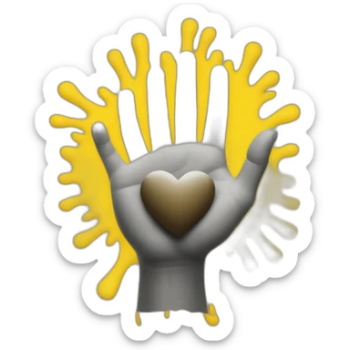 heart on the yellow hand meaning sending support sticker