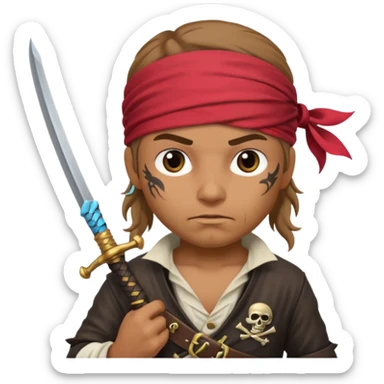 Pirate with two swords in two hands sticker