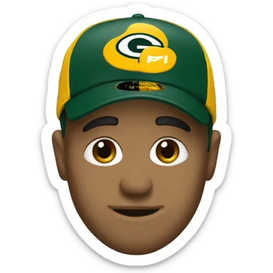 Me wearing a Green Bay Packers hat sticker