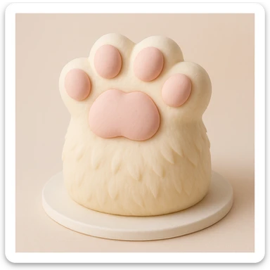 fluffy cat paw, fondant cake art style, smooth and sweet, dessert-like appearance sticker