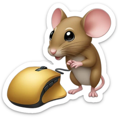 a lian takes a photo of a mouse sticker