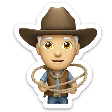white man in cowboy hat holding a rope sticker