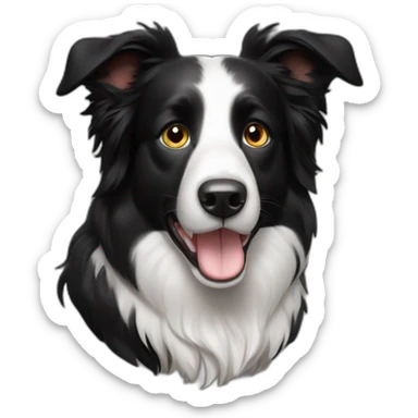 100% black border collie dog with kind eyes and gentle face sticker