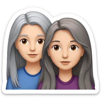 2 Frauen, die sich gerne haben, davon 1 grauhaarig, 1 braunhaarig, lange Haare sticker