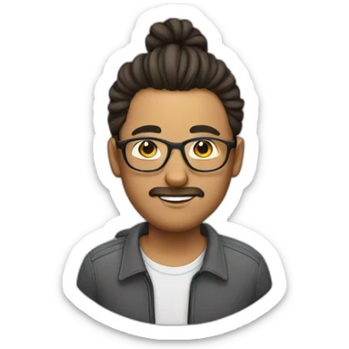 a person with man bun and glasses sticker