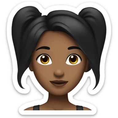 girl with long black straight, with lashes and clear skin sticker