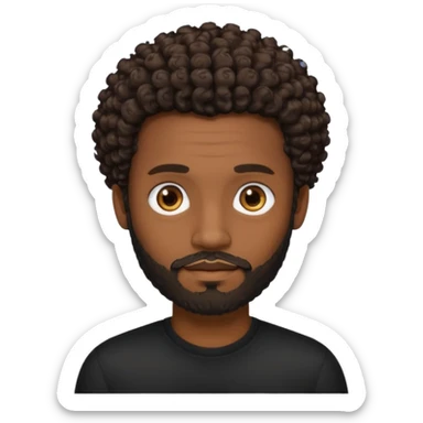 Dark brown skin man with a light beard and a curly   fade haircut with dark brown eyes sticker