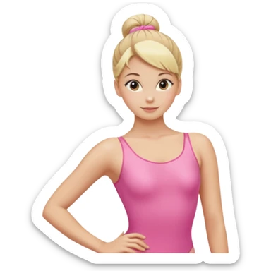 Blonde Women with Bun, Ballet Dancer – sleek blonde bun, pink leotard, graceful posture. sticker