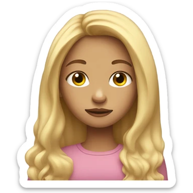 Long blonde hair girl sleepy sticker
