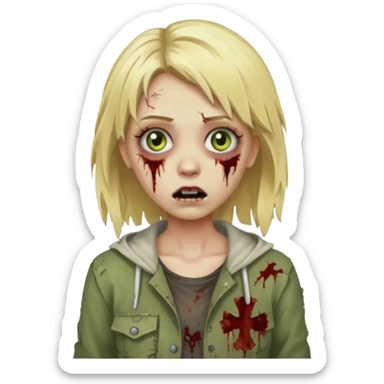 girl zombie with blonde hair sticker