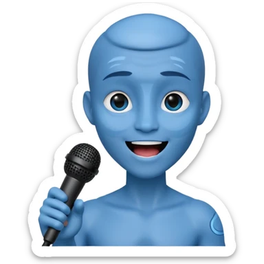 Avatar singing blue character with mic  sticker
