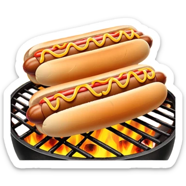 hot dogs cooking on a grill sticker