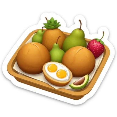 Crie uma bandeja de frutas e salgados coxinha e pão sticker