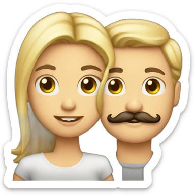 Chico con bigote besando a chica rubia sticker