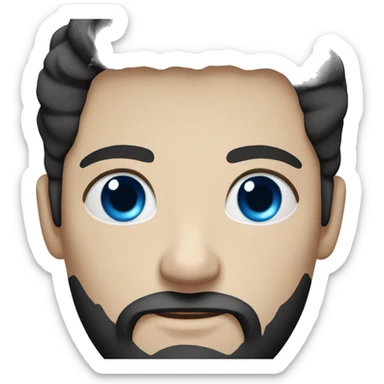 White-skinned man with blue eyes black hair and a black beard sticker