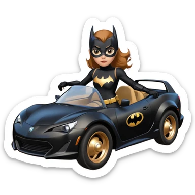 Relaxed adult 60’s Batgirl’s crime fighting themed Satin black and rose gold painted Scion FR-S pursuit vehicle hot rod off road capable  sticker