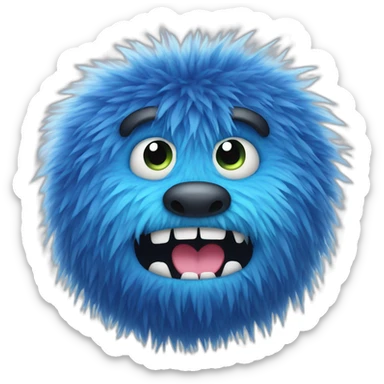 blue hairy sweet monster sticker