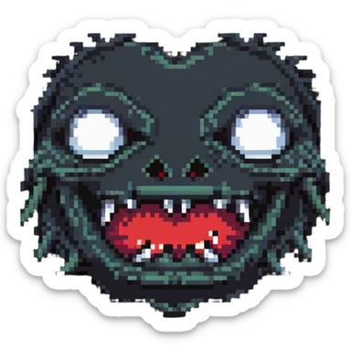 horror sackface with jagged stitched mouth and one eye sticker