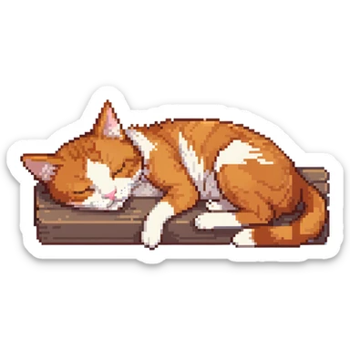 A ginger cat sleeping under the cherry blossoms sticker