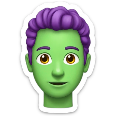 Marciano con cuernos de color verde y morado sticker