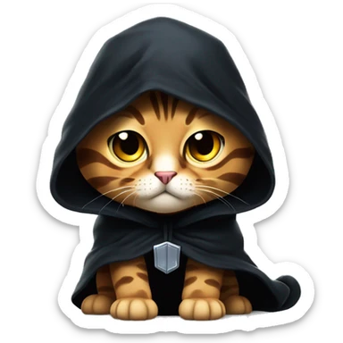 Bengal cat styled like Emperor Palpatine in the 'unlimited power' scene. a menacing expression, dark cloak, and lightning bolts coming out of its paws. intense eyes and powerful gestures sticker
