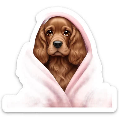 english Cocker spaniel in a pink blanket sticker