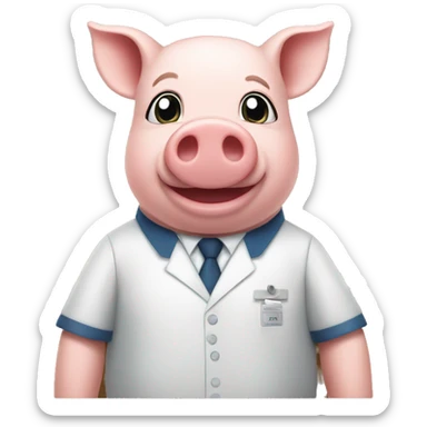 pig working as a hotel recepcionist sticker