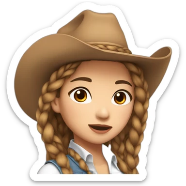 cowgirl asian braided hair sticker