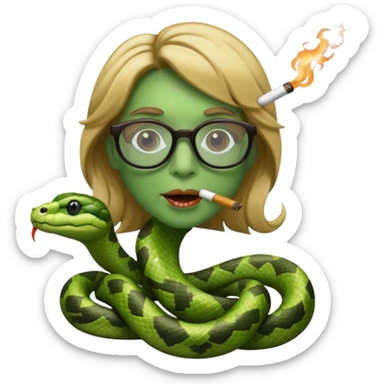 can you create a sneaky bitch SNAKE with big glasses smoking a cigarrette? the SNAKE needs to have dirty blonde hair sticker