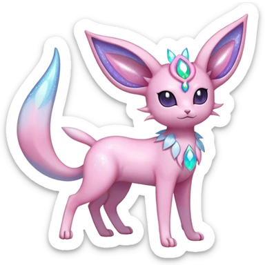 Shiny Cool Sparkly Cute Ethereal Espeon-Sylveon-Fakemon-hybrid-fusion- full body sticker