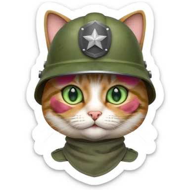 Cat with army helmet sticker
