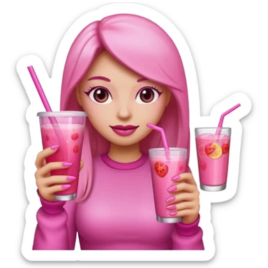 Can you make a baddie emoji with a pink drink and pink long nails? sticker