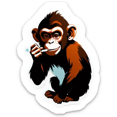 Monkey with smoke coming out of his ears sticker
