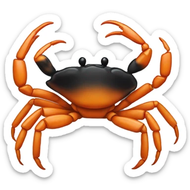 jumping crab half black, half orange burnt sticker