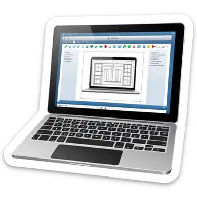 create an emoji of a laptop that has autocad architectural drawings on the screen sticker
