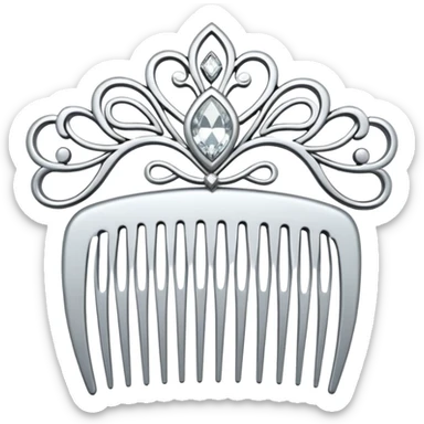 white hair comb with diamonds sticker