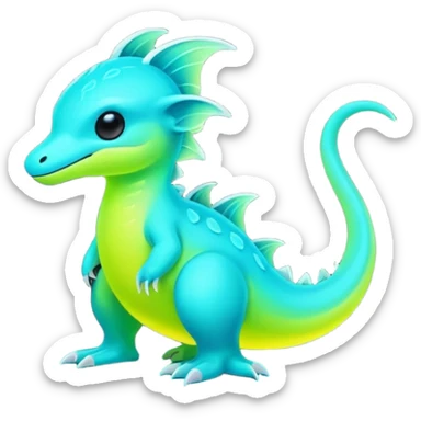 Exotic lush warm-colored neon Fakémon-Fionbri-creature sticker