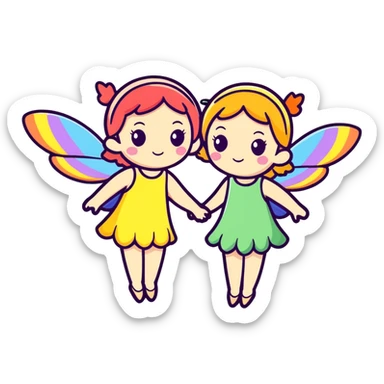 Two Fairy Sisters with Rainbow Wings sticker