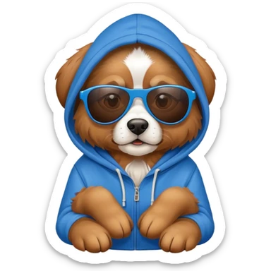 Dog wearing a hoodie and sunglasses  sticker