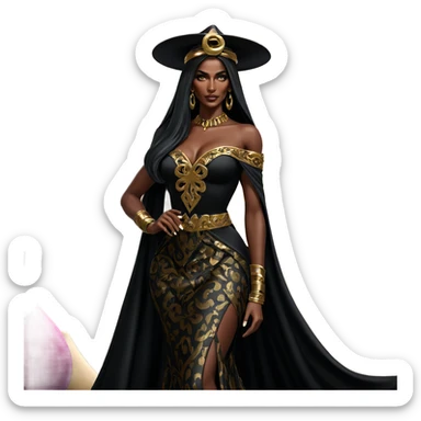 elegant dark-skinned beauty portrait sticker
