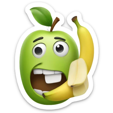 An Apple eating a banana  sticker