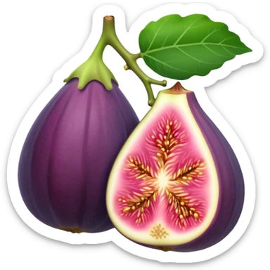 Please create a emoji of a cross-section of a fig with a small leaf sticker