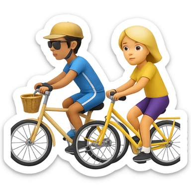 Add another biker next to the tourist in the style of emoji (apple style emojis). Keep the emoji style and no background. sticker