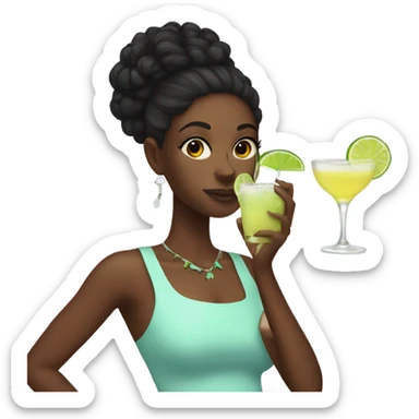 Black girl drinking margarita  sticker