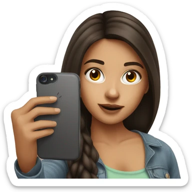 Brunette Girl taking selfie with her phone sticker