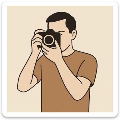 man taking a photograph, simple background sticker