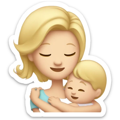 blonde mom hug baby  sticker