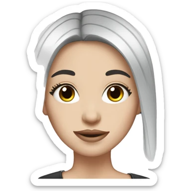 White girl with straight black hair and long lashes sticker