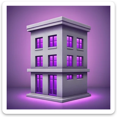 Simple gray building with a single purple window glowing from indoor grow lights sticker